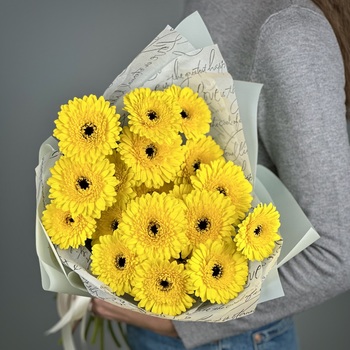 Букет из 21 желтых гербер