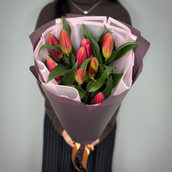 Букет из 3 бордовых лилий