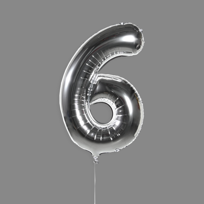 Шар фольгированный серебро "6"