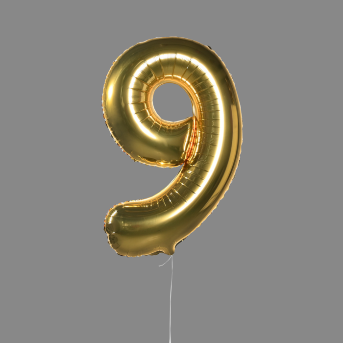 Шар фольгированный золото "9" Шар фольгированный золото "9"