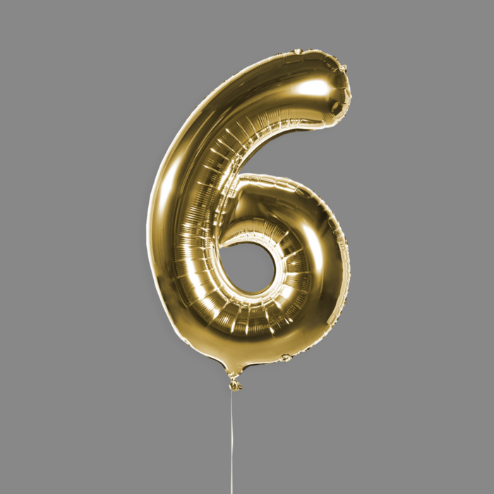 Шар фольгированный золото "6" Шар фольгированный золото "6"