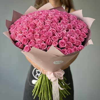 Букет из 101 розовой розы 50 см
