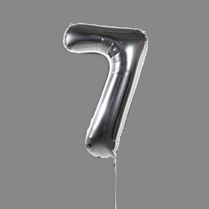 Шар фольгированный серебро "7"