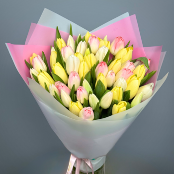 Букет из 51 тюльпанов нежный микс