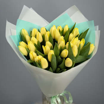 Букет из 31 кремовых тюльпанов