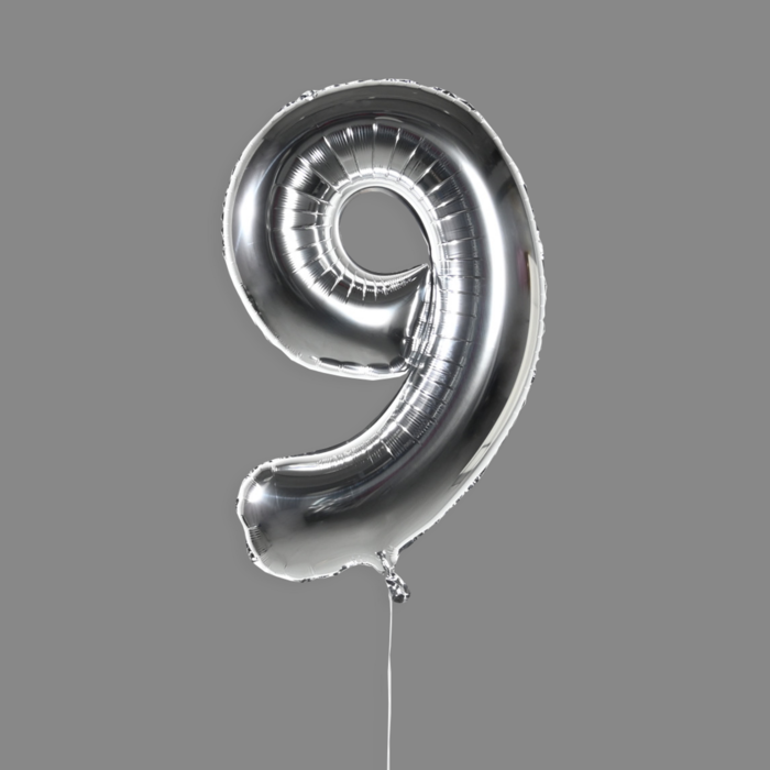 Шар фольгированный серебро "9" Шар фольгированный серебро "9"