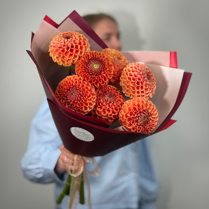 Букет из 1 оранжевых георгинов