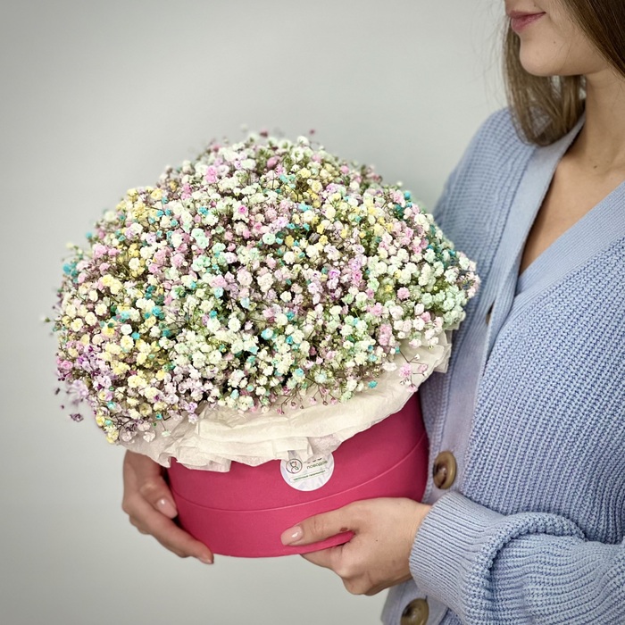 Цветы в коробке Радуга L