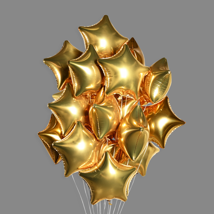 Шары фольгированные звезды золото (20 шт)