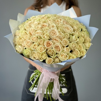 Букет из 201 кремовой розы 50 см