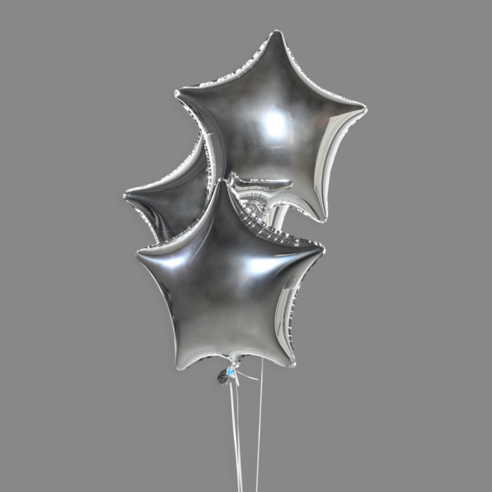 Шары фольгированные звезды серебро (3 шт)