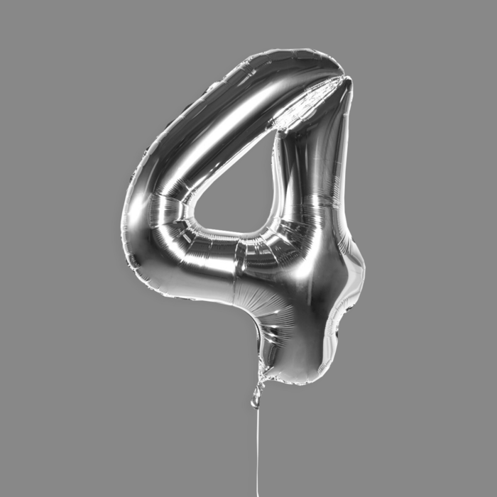 Шар фольгированный серебро "4"