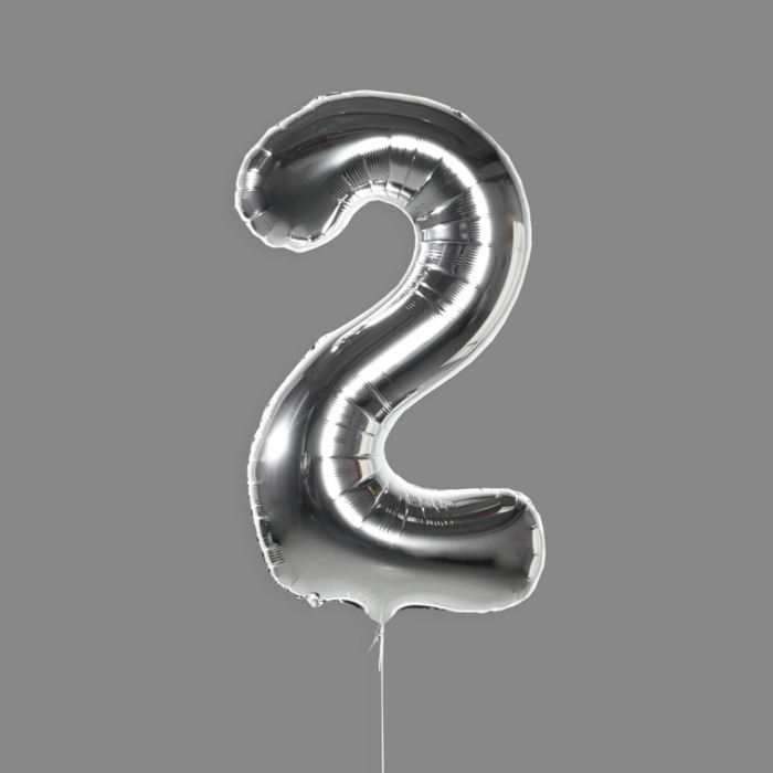 Шар фольгированный серебро "2"