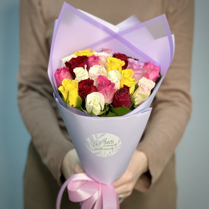 Букет из 1 розы Кения яркий микс